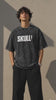 Men's Oversized Acid Wash T-Shirt – SKULL Borcelle Graphic Print Streetwear Tee