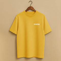 Men's Yellow Regular Fit Cotton T-Shirt – Minimal SHABIB Print | Latest 2025 Trending Summer Casual Wear
